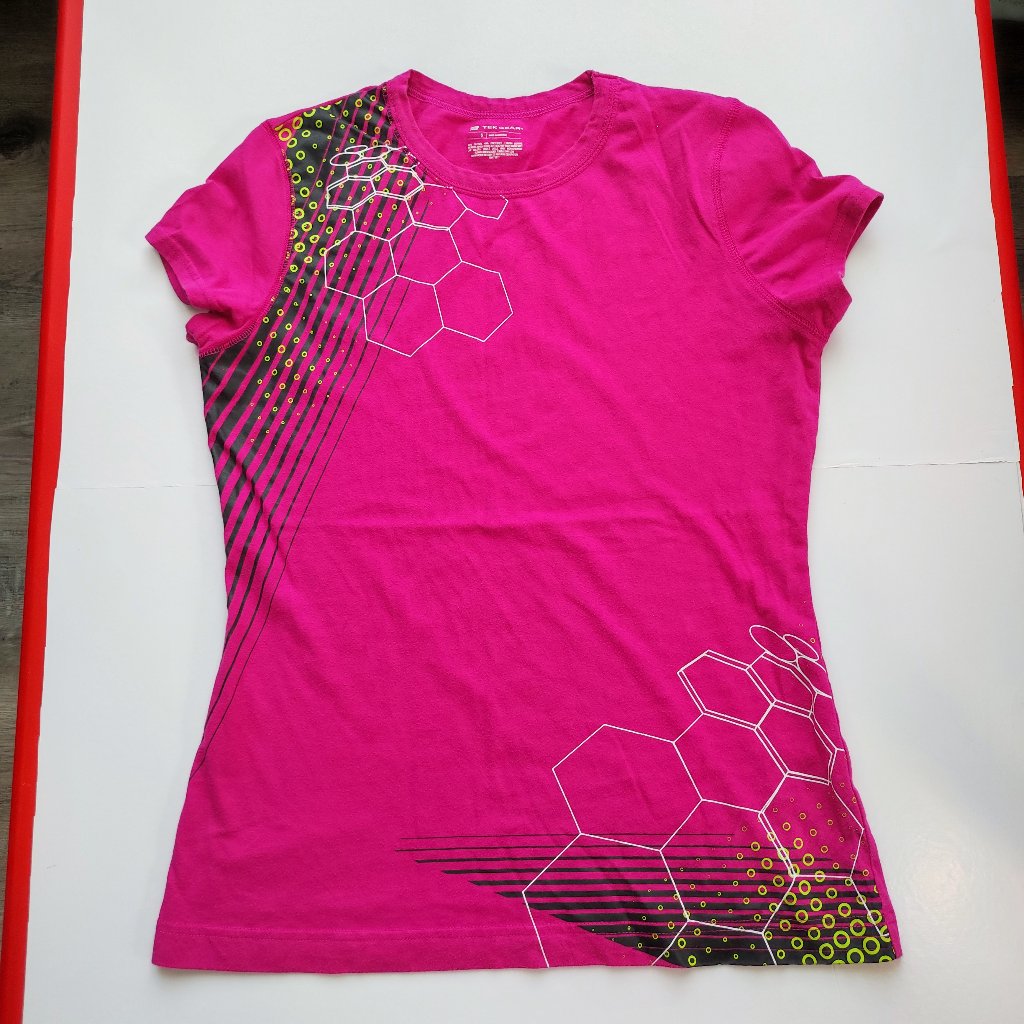 Tekgear Activewear Short Sleeve Shirt Magenta With Graphic Design Women's Size S